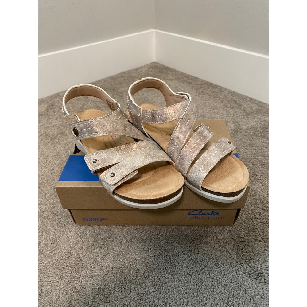 Clarks Calenne Clara Sandals Bronze Womens 7 Comfort Wedge‎ NWT